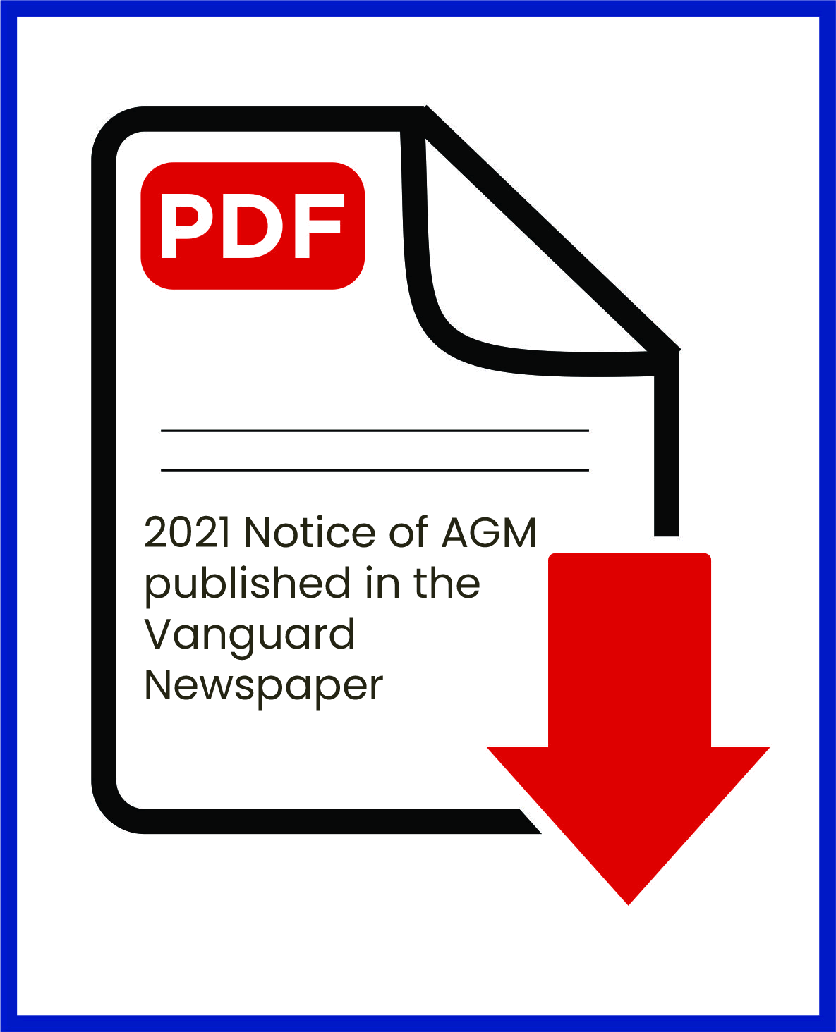 2021 Notice of AGM published in the Vanguard Newspaper